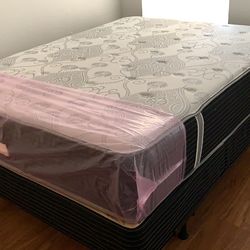 New queen mattress and box spring. 2 pc bed frame is not included