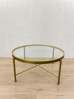 Henn Hart Duxbury Brushed Bronze Gold Glass Coffee Table
