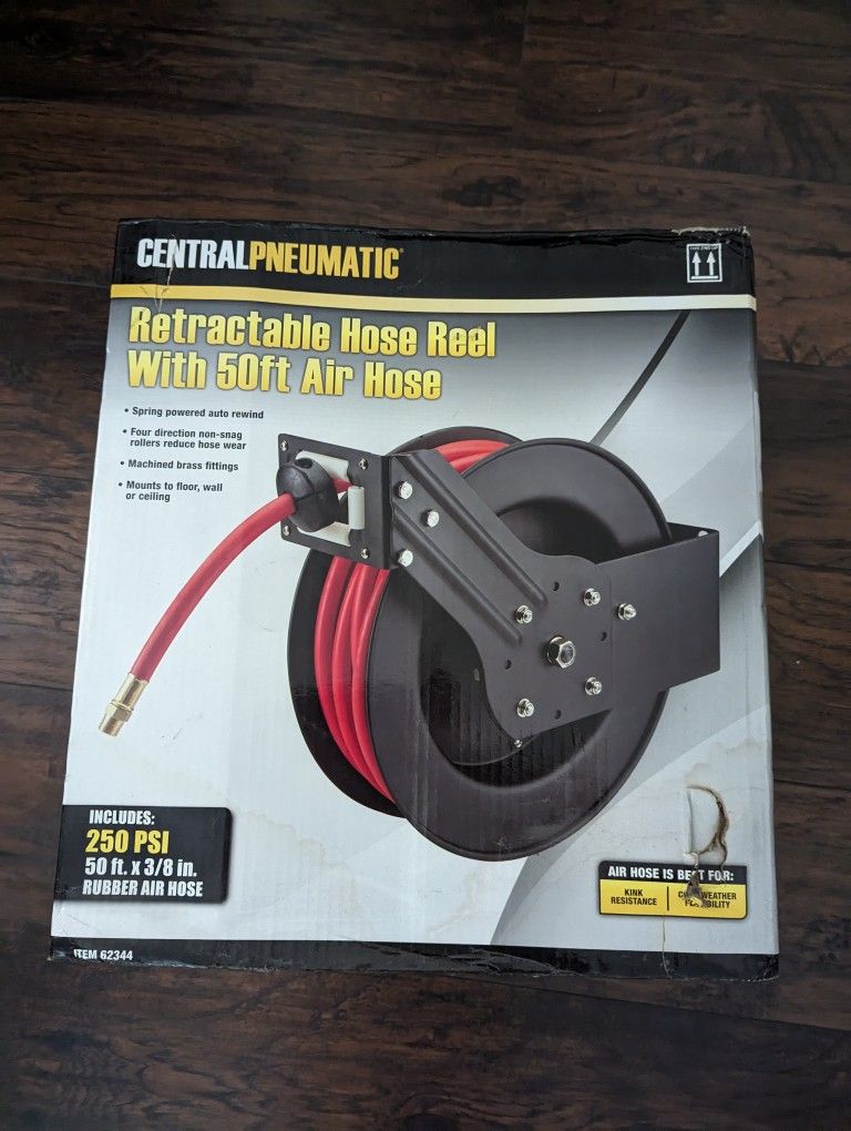 Central Pneumatic Retractable Hose Reel With 50ft Hose