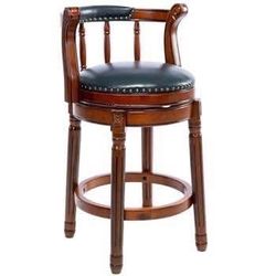 AULIFE Cow top Leather Wooden Bar Stools, Seat Height 26”Swivel Counter Bar Chair with Backs for Home Kitchen Counter, Morden Chair Dining Room, Resta