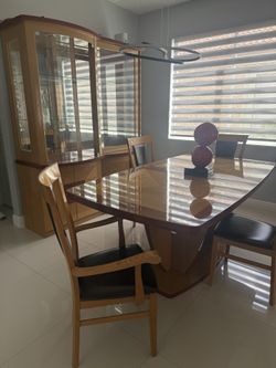 Italian Dining set leather chairs and wood with china
