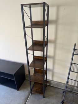 Industrial 6-Tier Bookshelf Metal and Wood