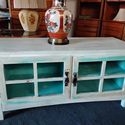 Rustic shabby chic end table cabinet