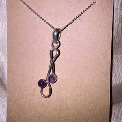 BEAUTIFUL New Sterling .25 TCW Natural Amethyst Necklace! 22”