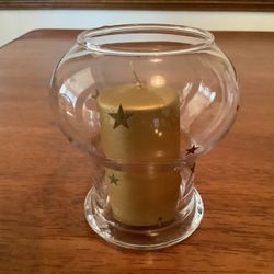 New Glass Gold Star Candle With Gold Candle 