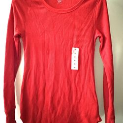 Old Navy long sleeve cozy brushed ribbed scoop neck top- red NEW NWOT size M Med