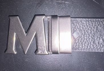 MCM Black Leather Belt – Large M Buckle – 40.5"