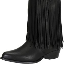 SheSole Women's Extra Wide Calf Fringe Boots Wide Width Western Cowgirl Cowboy Boots Plus Size Comfortable for Full Figures