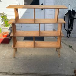 Solid Red Oak Bookshelf / Display Shelf – Mid-Century Style
