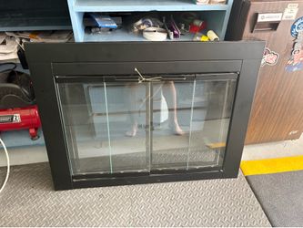 Fireplace cover with glass door and screen