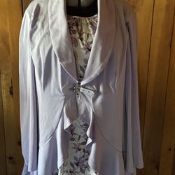 Light Lavender One Piece Shawl Collar Women's Jacket With Flowered Top