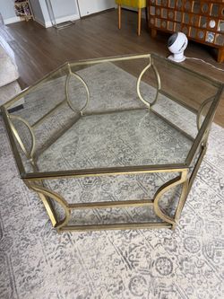 Glass octagon coffee table