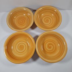 Set of 4 Orange Citrus Grove Soup Cereal Bowls 8.25" Wide Hand Painted**READ
