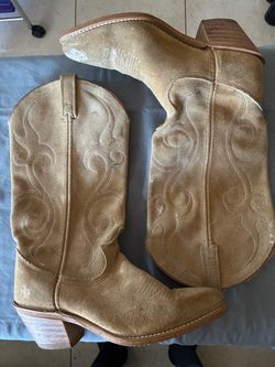 Tan Suede Cowboy Western Boots