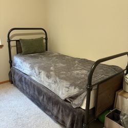 Twin XL Bed Frame And Foam Mattress + Nightstand