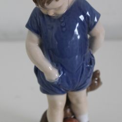 Vintage Royal Copenhagen Porcelain Figurine Little Boy With Teddy Bear #3468
