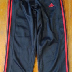 Men's Size Small Adidas Pants Workout Running 3 Stripe Red Black
