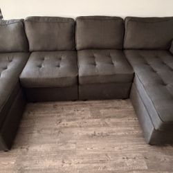Sectional,Dark Grey/Black, Average Size