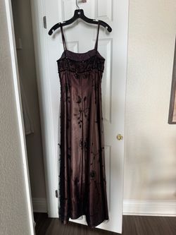 Beaded Floral Satin Evening Gown