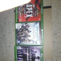 APEX LEGENDS, Saints row (Unopened) and Assassin's Creed Unity XBOX ONE