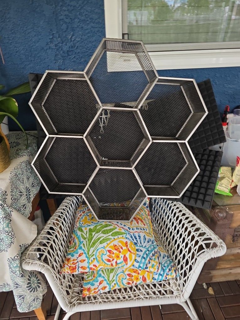 Floating Shelves Hexagon Shelf Shelves Wall Mounted Display Storage Metal Mesh