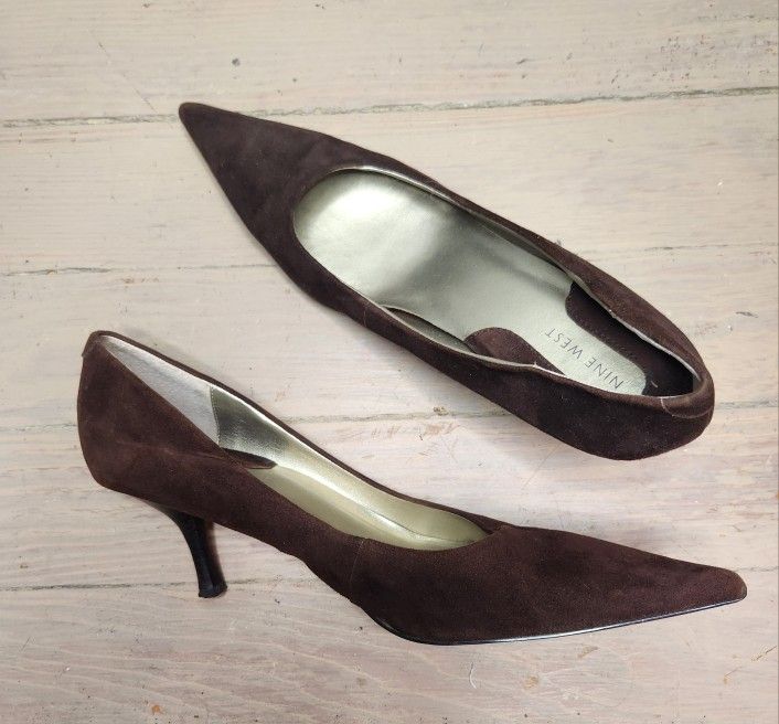 Nine West Brown Suede Heels 9.5 M