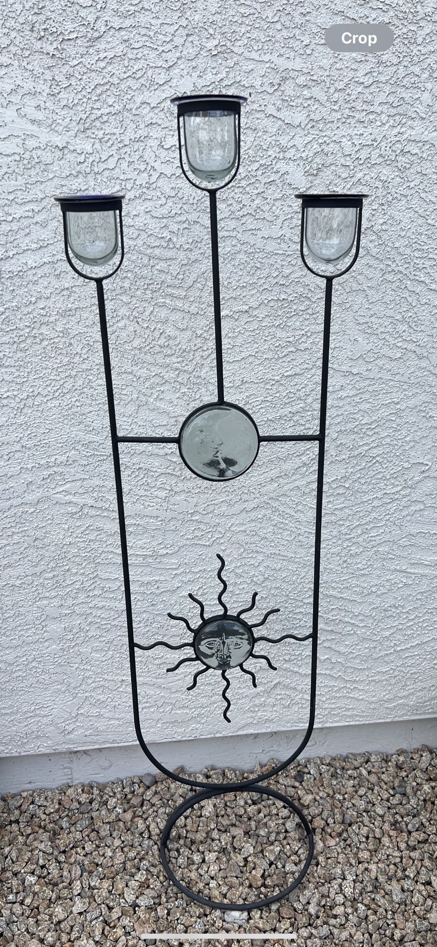 Glass Sun Face Candle Holder 17” X 53”