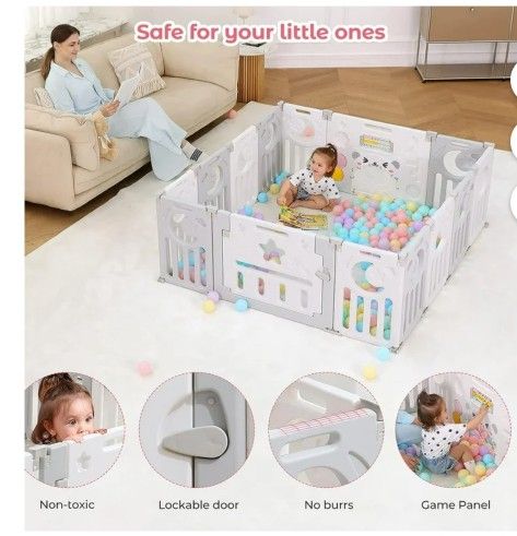 New In Box 14 Panel Xl Foladable Toddler Activity Center With Door Shapable Baby Playpen With Built In Toys Corralito De Bebe