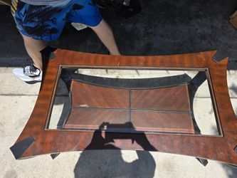 Solid Wood Coffee Table With Glass Top 