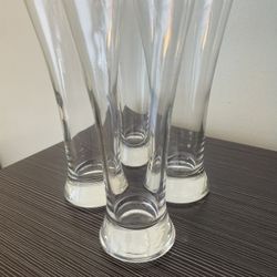 4-VINTAGE PILSNER BEER GLASSES, with FLAT/WEIGHTED BOTTOMS…