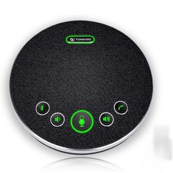 Conference microphones with Bluetooth speaker, 360° wireless conference speaker with 4 AI noise cancellation microphones, USB connection 