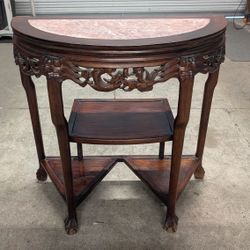 Chinese Carved Console Table - Marble Top
