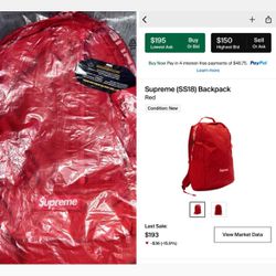 Supreme SS18 Backpack 🎒 Red  Brand New