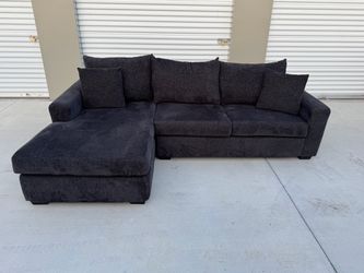 Dark Gray Fabric Sectional Sofa with Chaise
