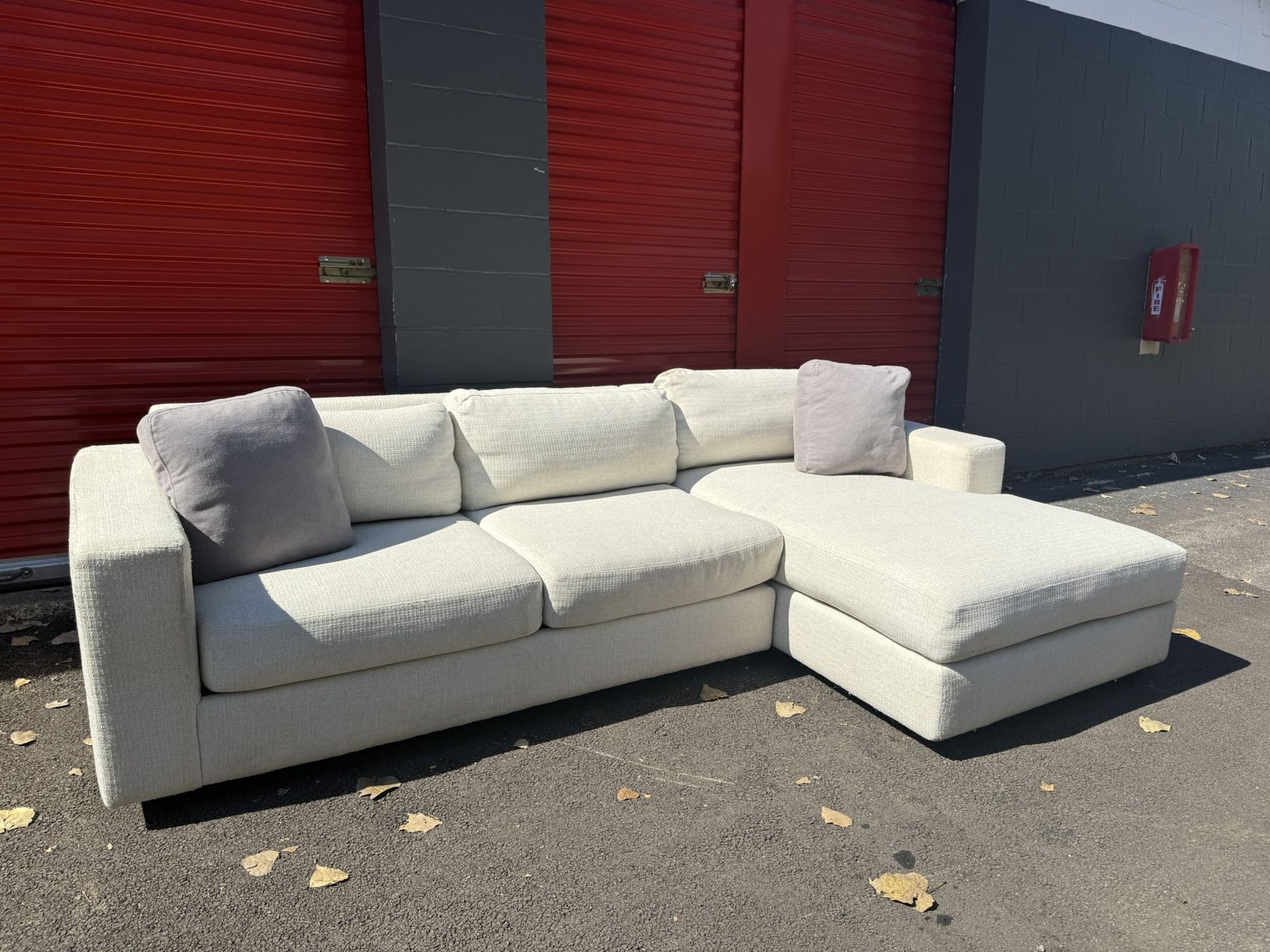 West Elm Cream Sectional Sofa with Chaise - Free Curbside Delivery!