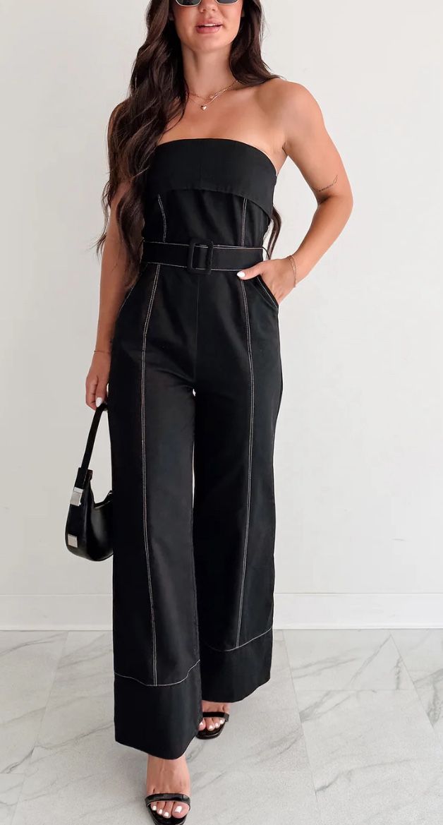 Zara linen jumpsuit Strapless