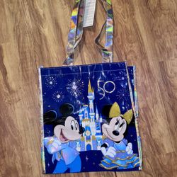 New Walt Disney World 50th Anniversary Reusable Shopping Bag Tote Minnie Mickey