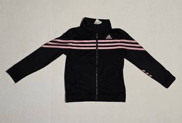 Girls' Black and Pink Adidas Full-Zip Jacket