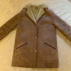 Sheepskin Coat Leather Jacket  Sherpa Shearling Coat, Size:38, Loose Fit