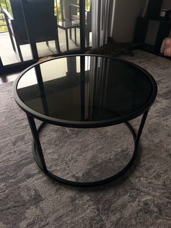 Black Round Glass Coffee Table