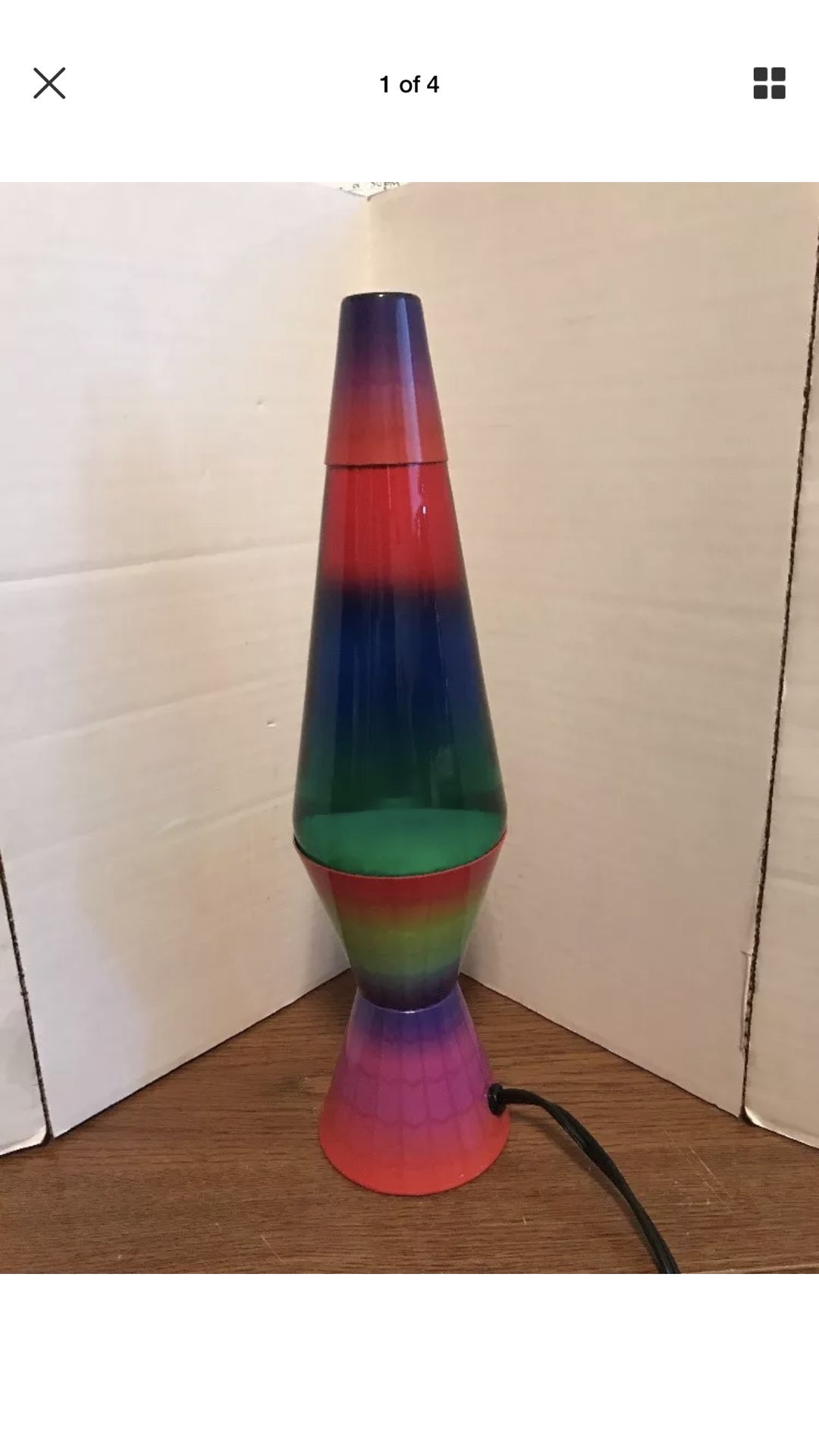 Rainbow Lava Lamp with Aluminum Base and Multi Colored Glass