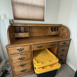 Vintage Desk and Vintage Display Case with light