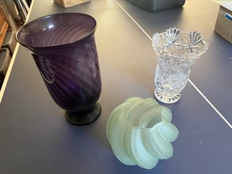Marketplace Title: Decorative Glass Vases – Purple, Green & Cut Glass