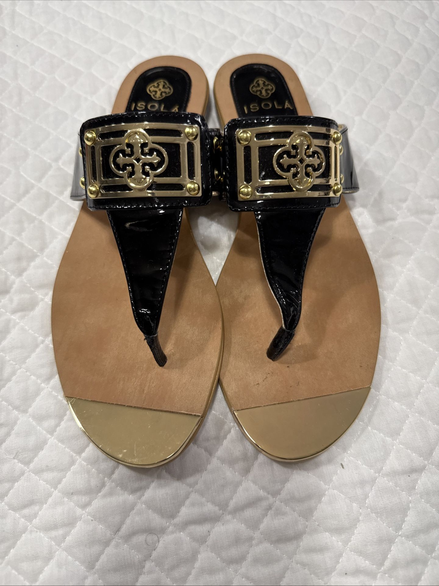 Isola Thong Patent Leather Sandals 7