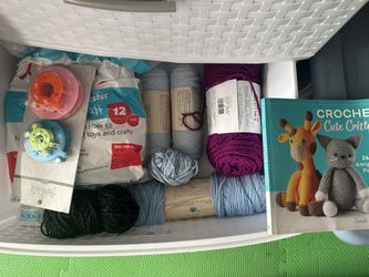 Yarn, Stuffing, Crochet Book & Supplies