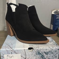 Women's Ankle Boots Chunky Heel Pointed Toe Short Booties Shoes