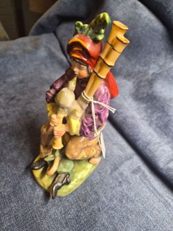 German Porcelain Figurine Boy with Pipes and Cat