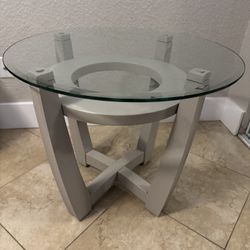 Set Of 2 Glass Top End Tables