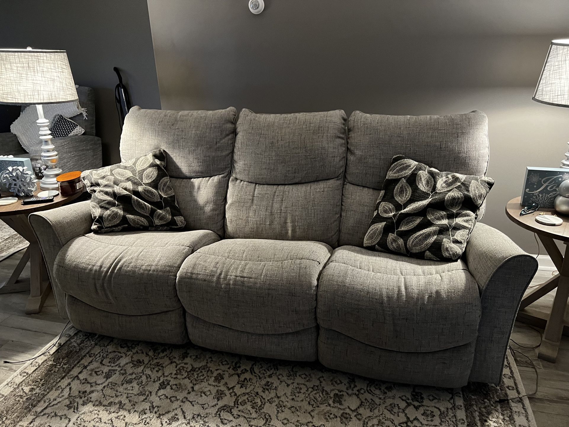 Lazy-boy Power Reclining Sofa And Matching Reclining Rocker.