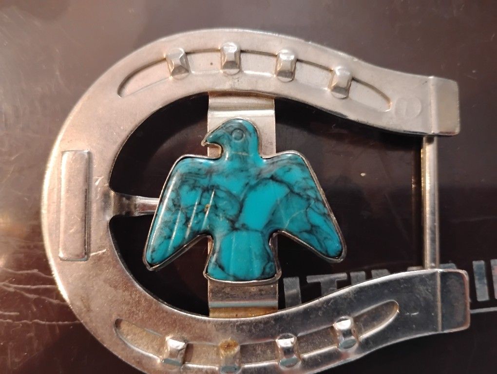 Turquoise And Silver Belt Buckle